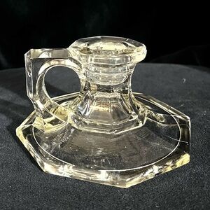 Vintage Pressed Glass Chamberstick or Candle Holder